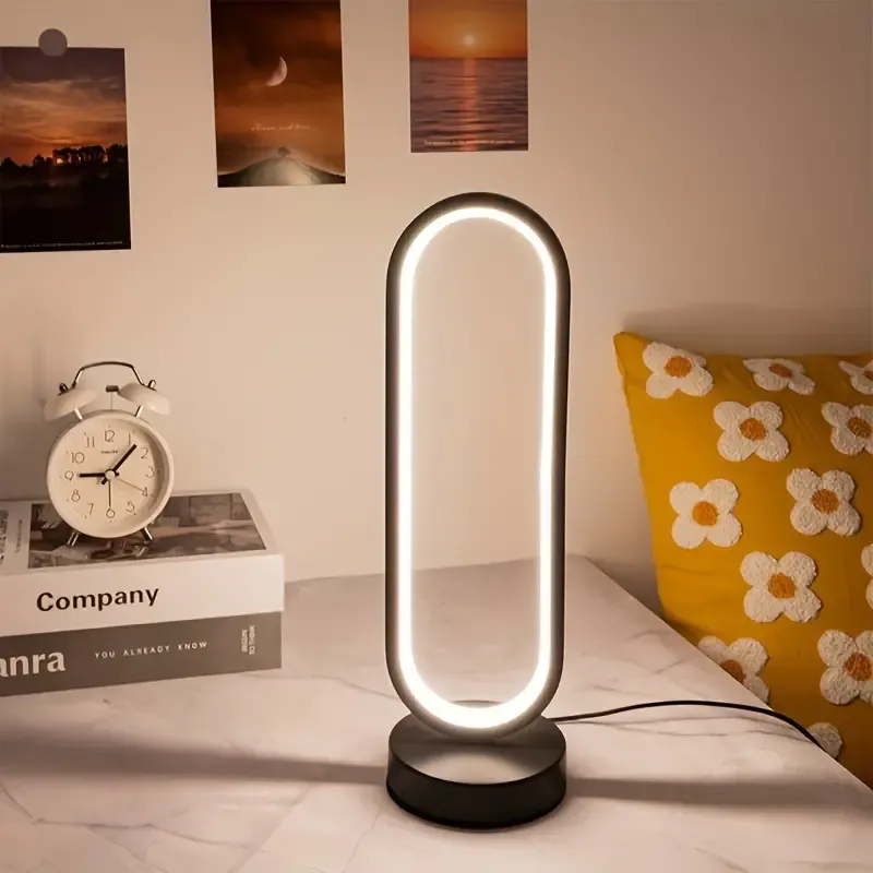 LED Desk Lamp with USB Dimming, Modern Black and White Night Light, Energy-Saving, USB Powered, for Bedroom and Living Room, 36V or Below Voltage, No Battery Included