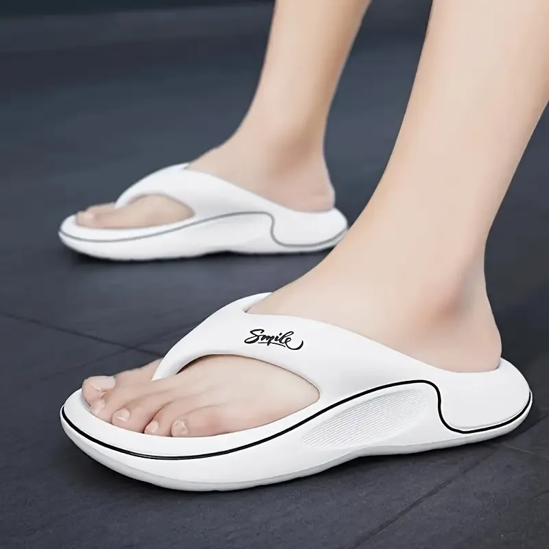 Men's Trendy Comfortable Flip Flops, Breathable Shock-absorbing Slippers For Indoor Outdoor Beach