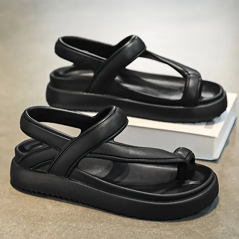 Men's Fashion Sandals - Thick, Soft Sole | Versatile Streetwear & Outdoor Sports | Solid Color, Simple Design | Perfect for Beach Vacations