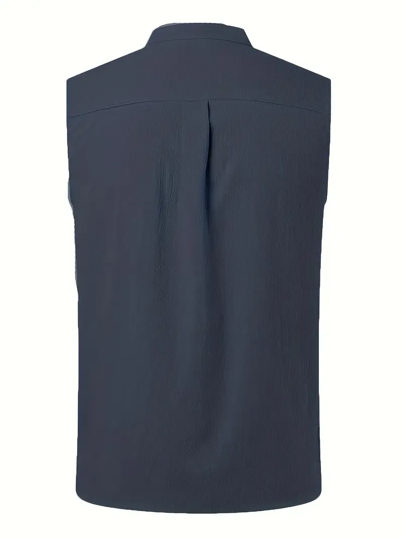 Men's Solid Sleeveless Henley Neck Tank Top, Trendy And Chic Casual Vest For Summer Outdoors And Holiday Wear
