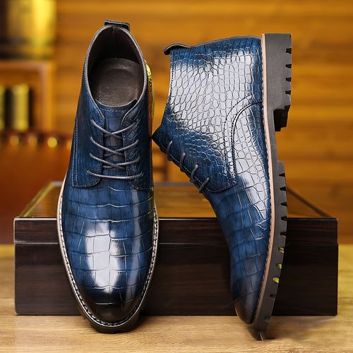 Pointed casual lace-up Dr. Martens boots and fashionable business leather shoes