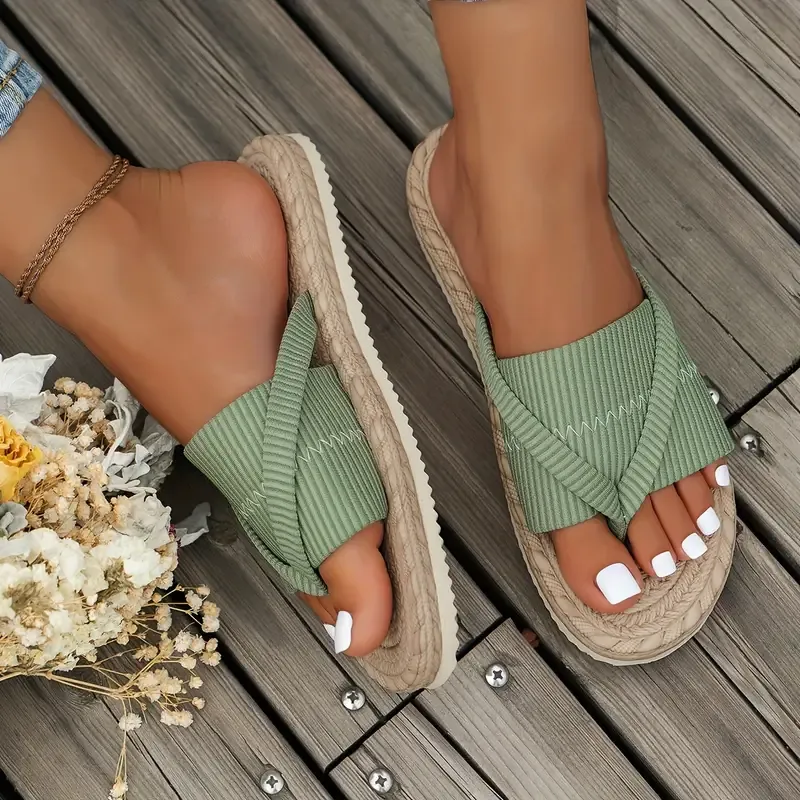 Women's Fashion Summer Slide Sandals - Casual Open Toe, Non-Slip Sole, Thick Platform Flip Flops with Microfiber Lining