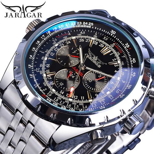 Jaragar 6905 Men's Automatic Mechanical Watch Watch Leather Strap Sport 3 Sub Dials Top Brands Luxury Relogio