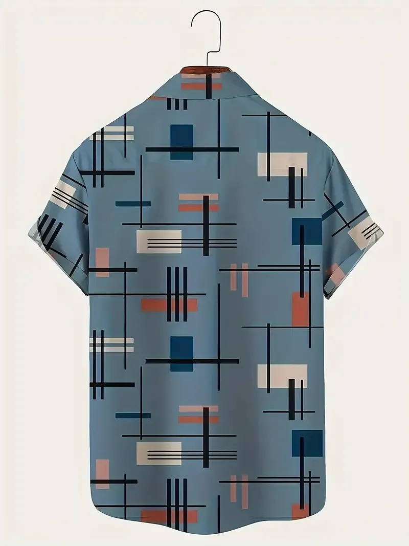 Casual All-match Men's Short Sleeve Button Down Shirt, Summer Outdoor Holiday