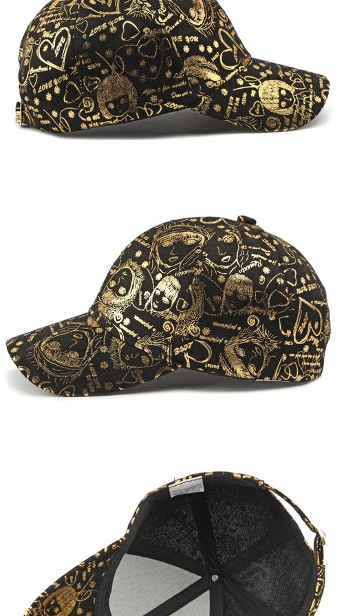 1pc New Graffiti Baseball Cap, Gold Stamping Outdoor Hip-hop Joker Cap, Street Cool Baseball Hat, For Men And Women Sports Hat, Breathable Sun Cap, Couple Cap, Duckbill Cap