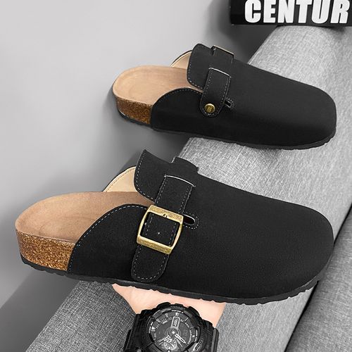 Fashion leather suede Bocken slip-on flat-toe half-heeled women's shoes