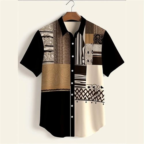 Buttoned men's clothing, luxurious men's shirts, casual short-sleeved shirts