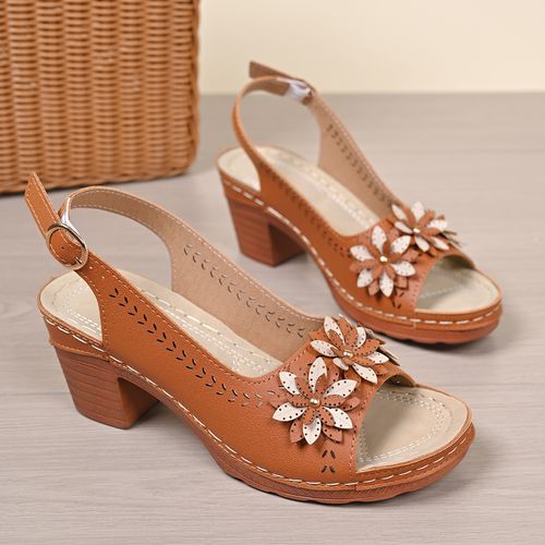 New large-size women's shoes - floral platform sandals