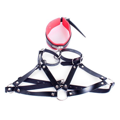 New Arrival Neck Collar Open Bra Nipple Bound Neck Ring Restraint Bondage Set PU Leather Adult Sex Toys Sexy Sex Products