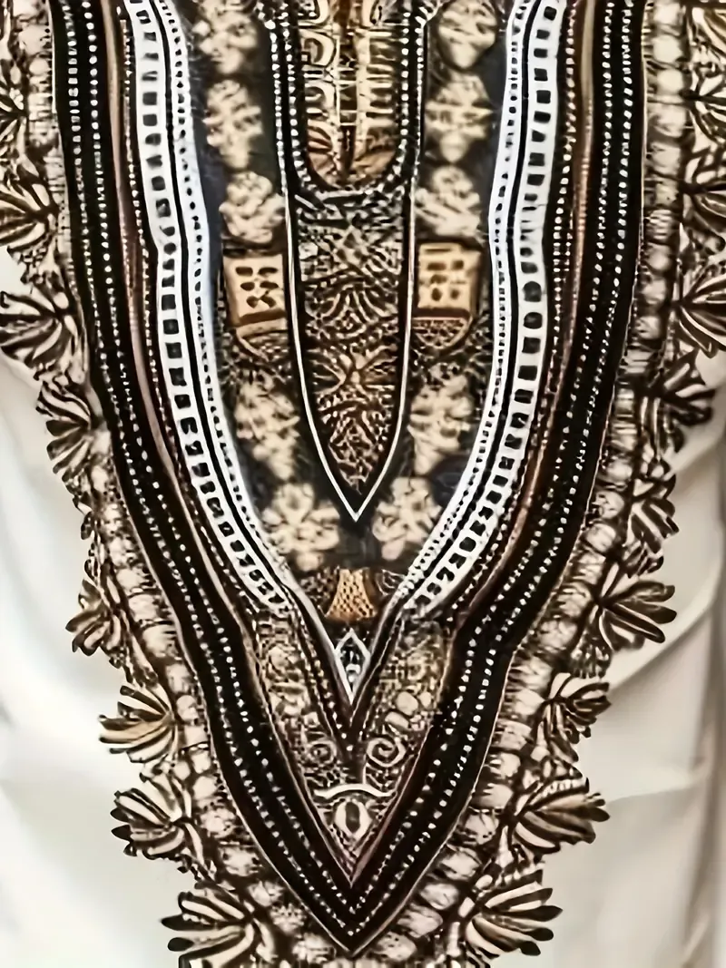 Men's Ethnic Style Graphic Pattern Print Crew Neck And Short Sleeve T-shirt For Summer Leisurewear, Casual And Comfy Tops For Men