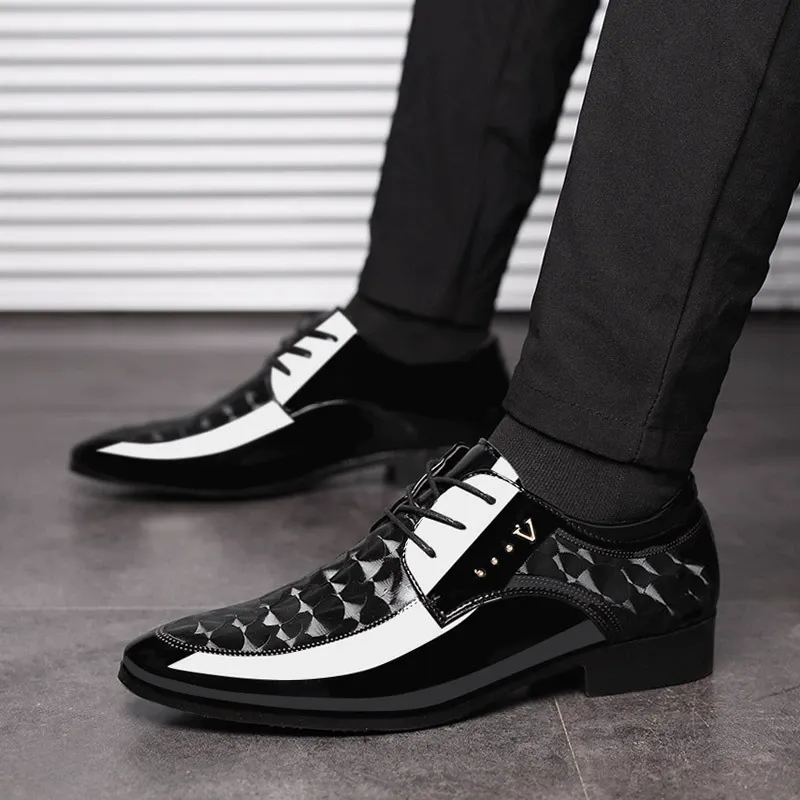 Spring new shiny business formal leather shoes for men