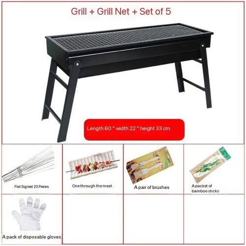 1pc 60cm Outdoor BBQ Grills Folding Portable Wood And Carbon Barbecue Charcoal Stove For Cooking Carbon Meat Grills Portable Foldable BBQ Grills Patio Barbecue Charcoal Grill Stove Stainless Steel Outdoor Camping Picnic