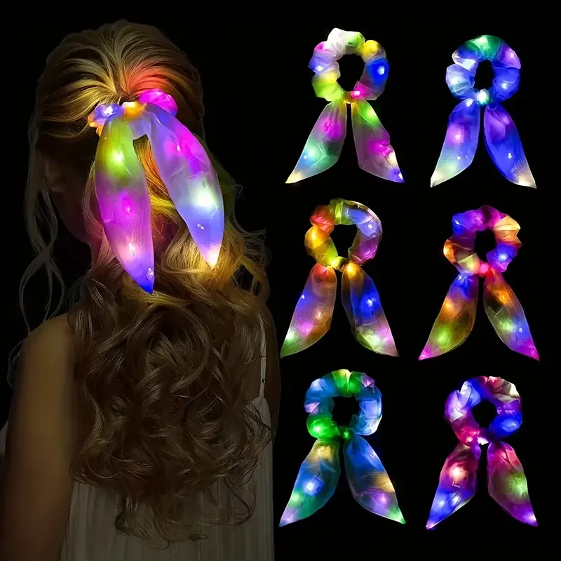 LED Scarves Scrunchies Luminous Hair Tie