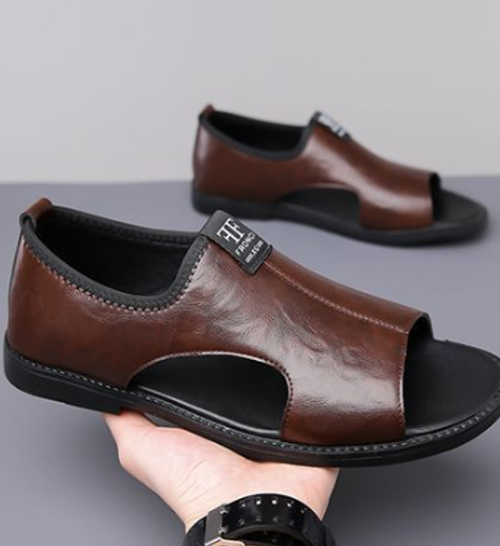 Genuine leather sandals for men Summer casual soft bottom non-slip beach shoes trendy all-match Roman sandals for men