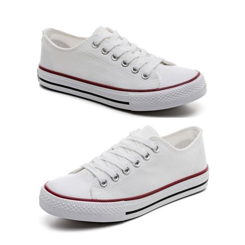 Classic Low-Top Women's Casual Canvas Sneakers, Comfortable Flat Lace-up Fashion Shoes for Daily Wear