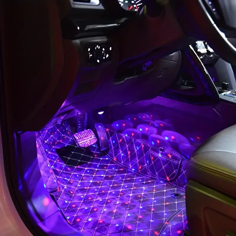 Car Atmosphere Light 4in30.48 Cm Modified Car Voice Control Seven Color Atmosphere Light LED Decorative Light Black