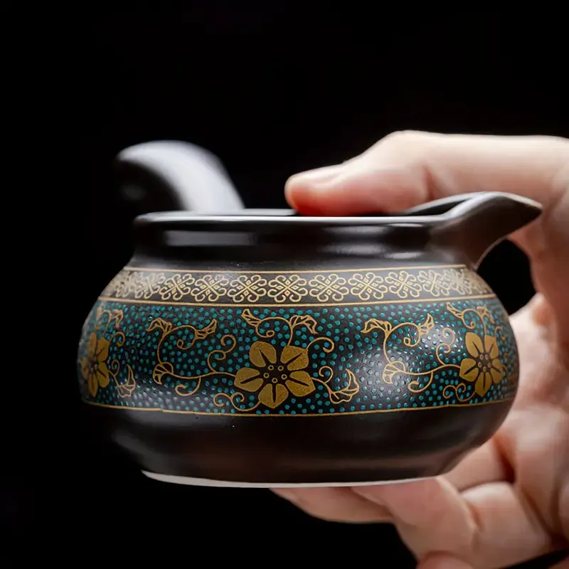 Automatic Gongfu Tea Set with Ceramic Teapot and Cups - Elegant Oriental Design, Easy Pouring, Durable and Traditional Ceramic Material