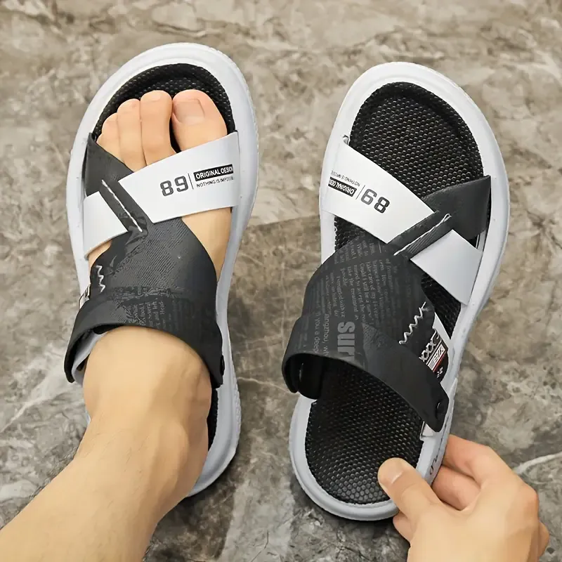 Men's Summer Trendy Crossover Strap Slip On Hollow Out Sandals