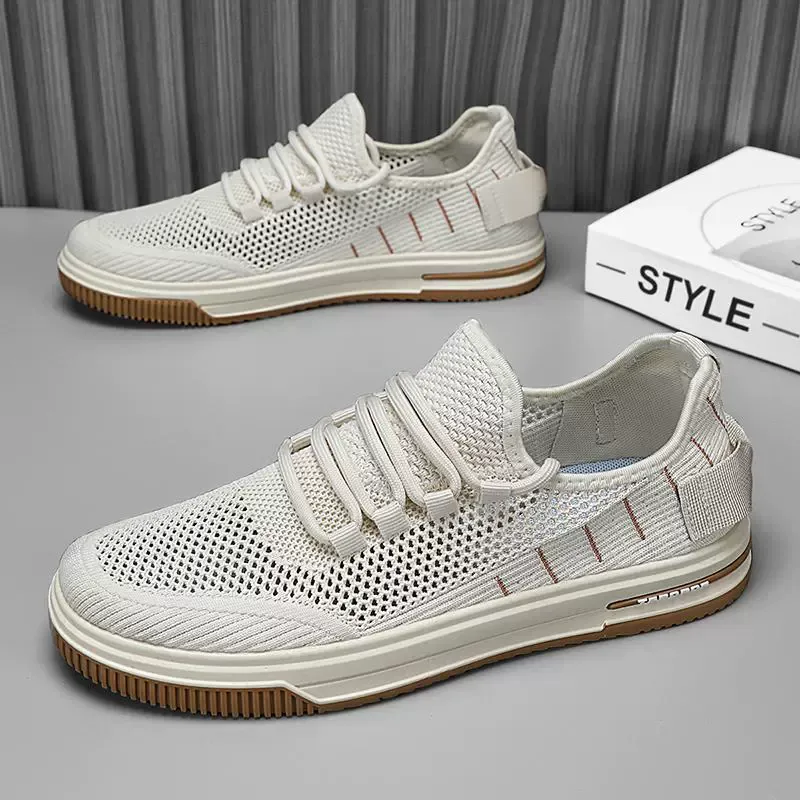 Solid-color ice silk fabric men's shoes are fashionable and casual sneakers