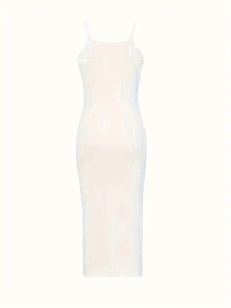 Solid Split Back Textured Cami Dress