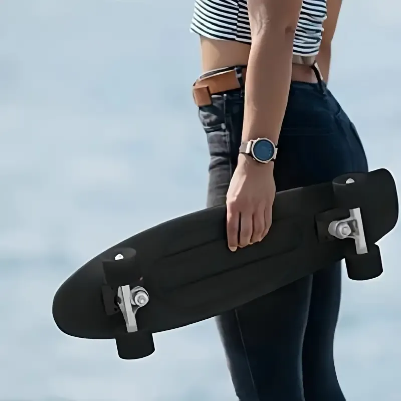 22.5-Inch Mini Cruiser Skateboard with Aluminum Trucks - Plastic Deck, Suitable for 14+ Experts, Beginner-Friendly Fish Board, Compact Penny Board Style, Non-Electric, Wireless Free, Advanced Skating Skill Board