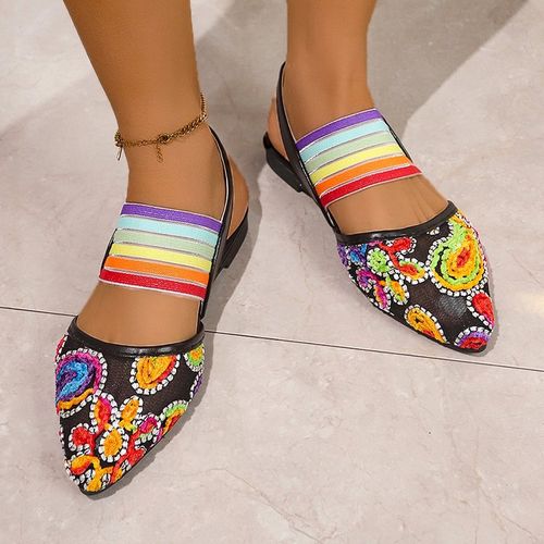 rhinestone single shoes with back-opening sandals