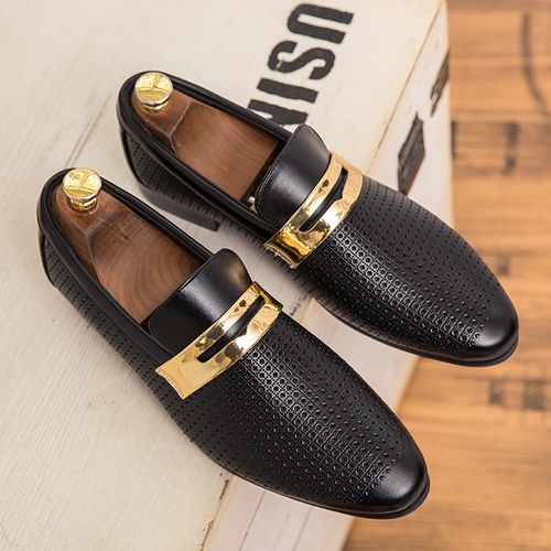 New low-top British perforated breathable business casual leather shoes