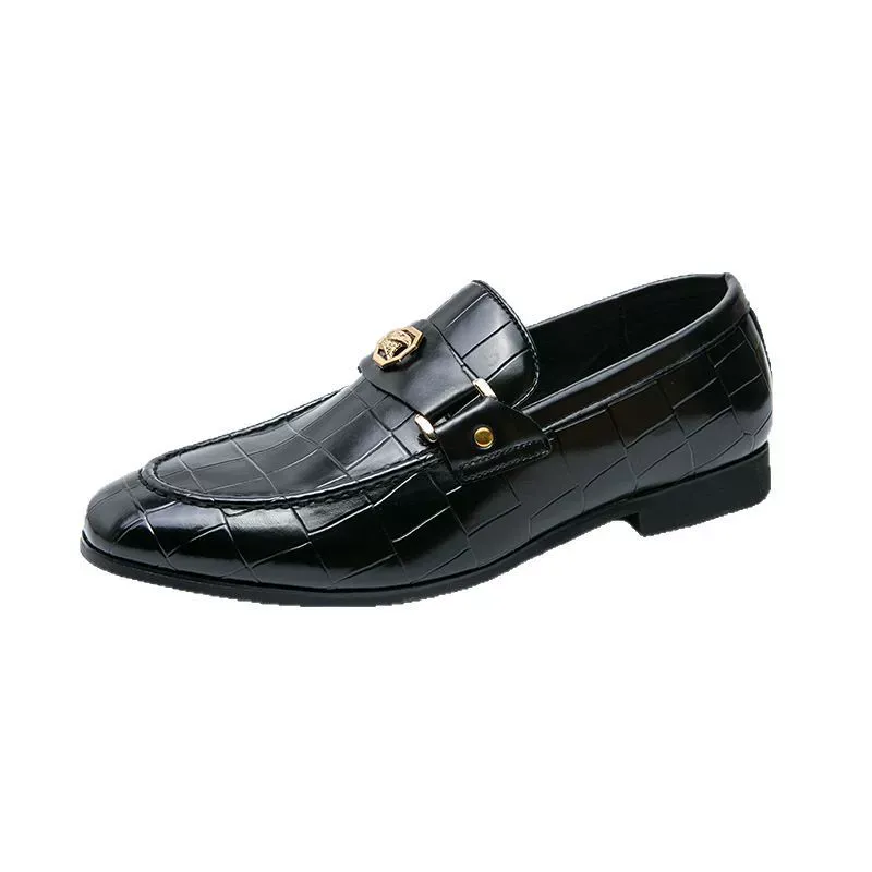 Fashionable stone-patterned loafers, formal breathable lazy shoes