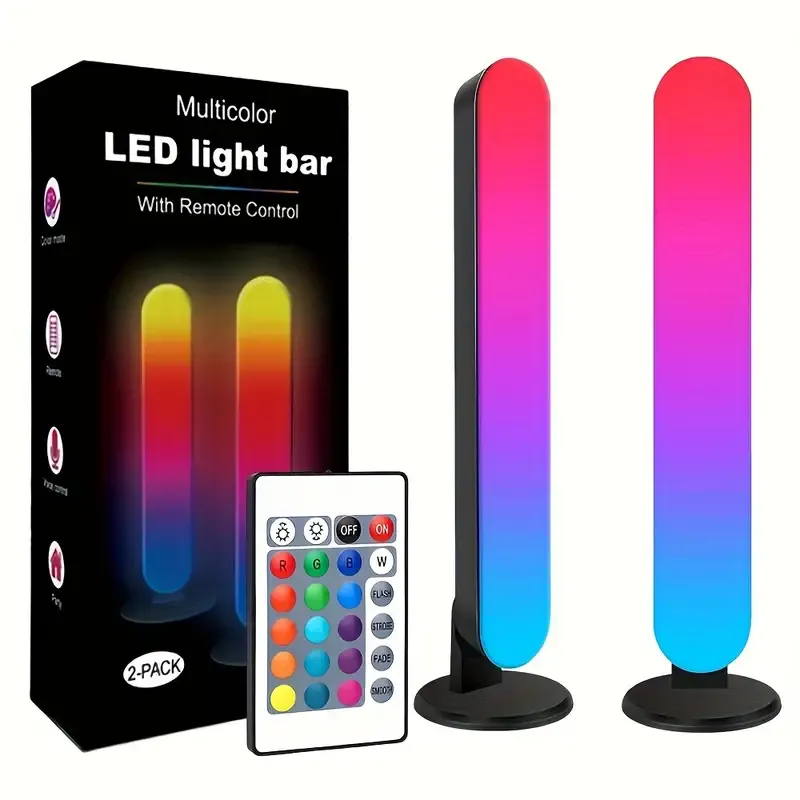 2pcs LED Strip Lights For Room, 24 Keys IR Remote Control Remote Control Smart RGB Strip Lights Gaming Lights, TV Ambient Backlight Sync With Music, RGB Desk Lamp For TV, PC, Room, Party Decoration