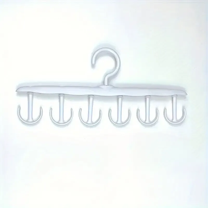 Versatile Hanger - Multi-Functional for Ties, Suspenders, Underwear, Hats, Belts, Scarves, and Bags, Rotating Drying Hooks, Plastic Material, Ideal for Balcony Wardrobe Storage Solutions