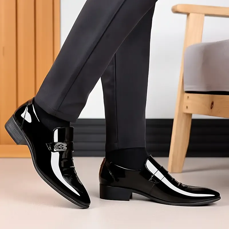 Mens Patent Loafers, Formal Dress Anti-skid Slip On Dress Shoes For Business Office