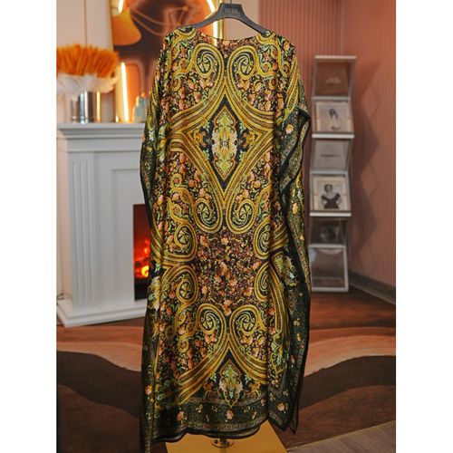 Ethnic Print Boat Neck Kaftan Dress