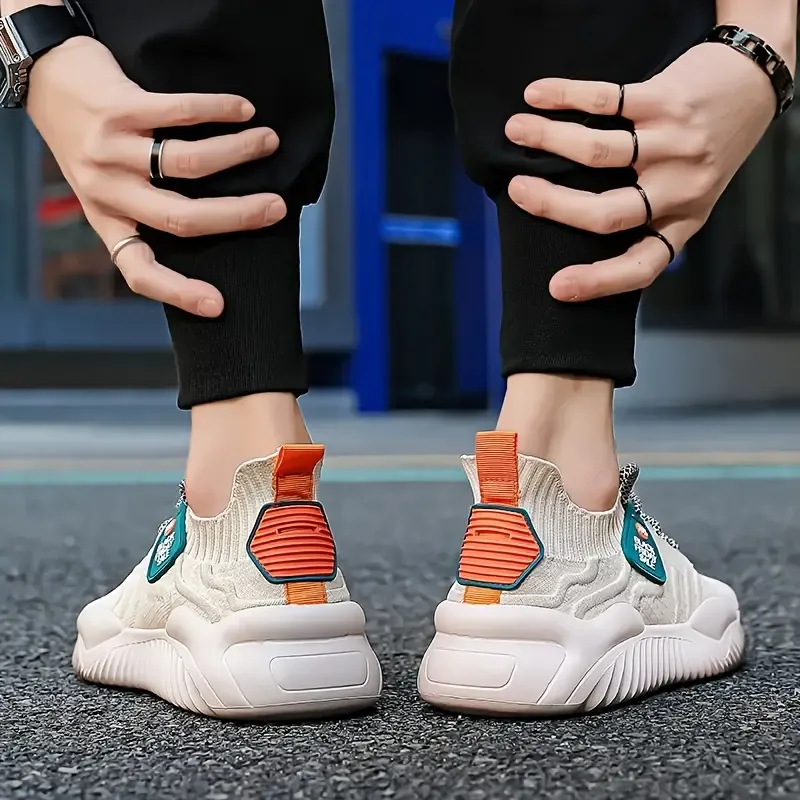 Color Block Non Slip Breathable Jogging Shoes For All Seasons, Men's Comfy Sneakers For Outdoor Camping Activities