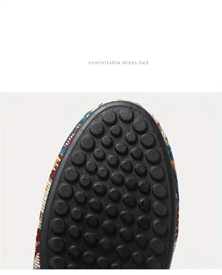 Men'S Vibrant Geometric Slip-On Loafers - Handmade, Comfortable Walking Shoes