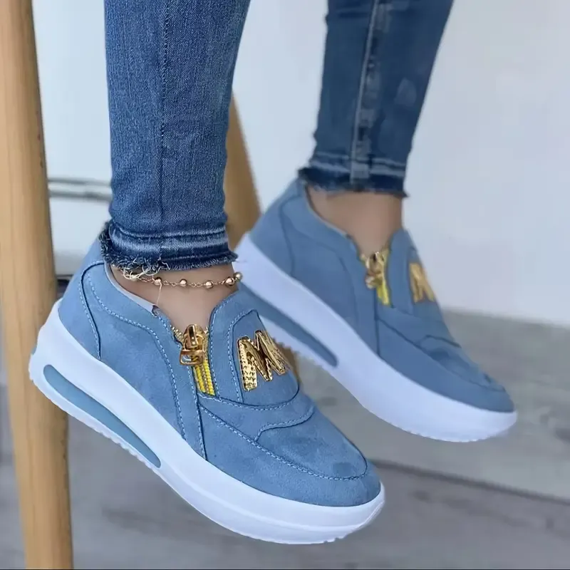 Women's Trendy Chunky Slip On Sneakers, Versatile Comfortable Non-slip Sports Shoes, Lightweight Low Top Walking Shoes