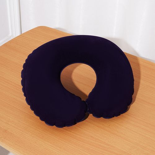 Ultra-Comfort Inflatable C-Shaped Neck Pillow For Travel & Car - Soft Velvet, Zippered Nylon Cover, Hand Washable