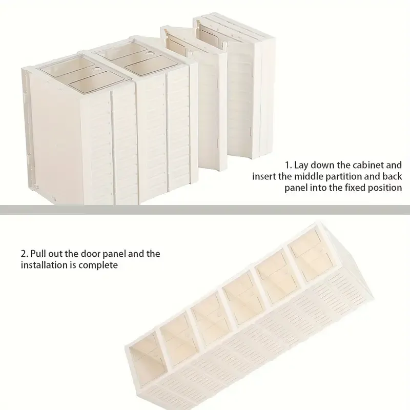 6 Tiers Shoe Organizer Storage Box, Portable Folding Shoe Rack For Closet With Clear Door, Large Sneaker Cabinet Bins