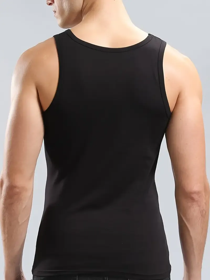 3pcs Men's Solid Sleeveless Sports Tank Top, Quick Dry Breathable Sweat-Wicking Round Neck Top Basic Style Fitness Gym Wear For Running Outdoor Training