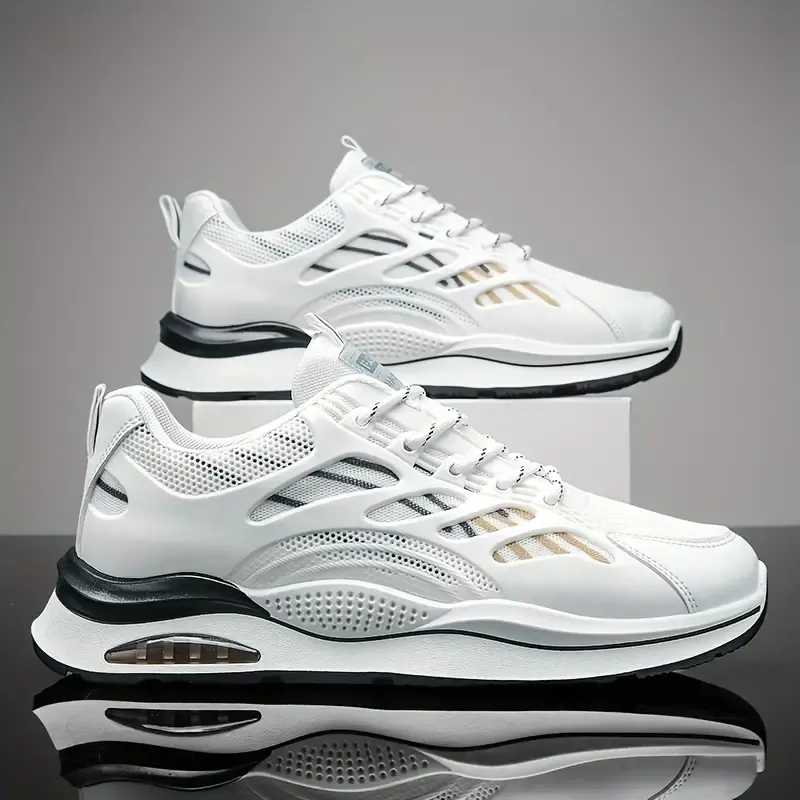 Men's Casual Low Top Lace Up Sport Shoes, Breathable Shock-absorbing Sneakers For Running Training Hiking
