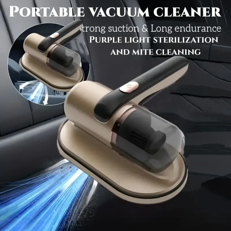 USB Rechargeable Handheld Vacuum Cleaner with UV Sterilization, Strong Suction, Washable HEPA Filter, Low Noise for Pet Hair Removal, Sofa, and Mattress Cleaning - Suitable for Dogs, Plastic Material