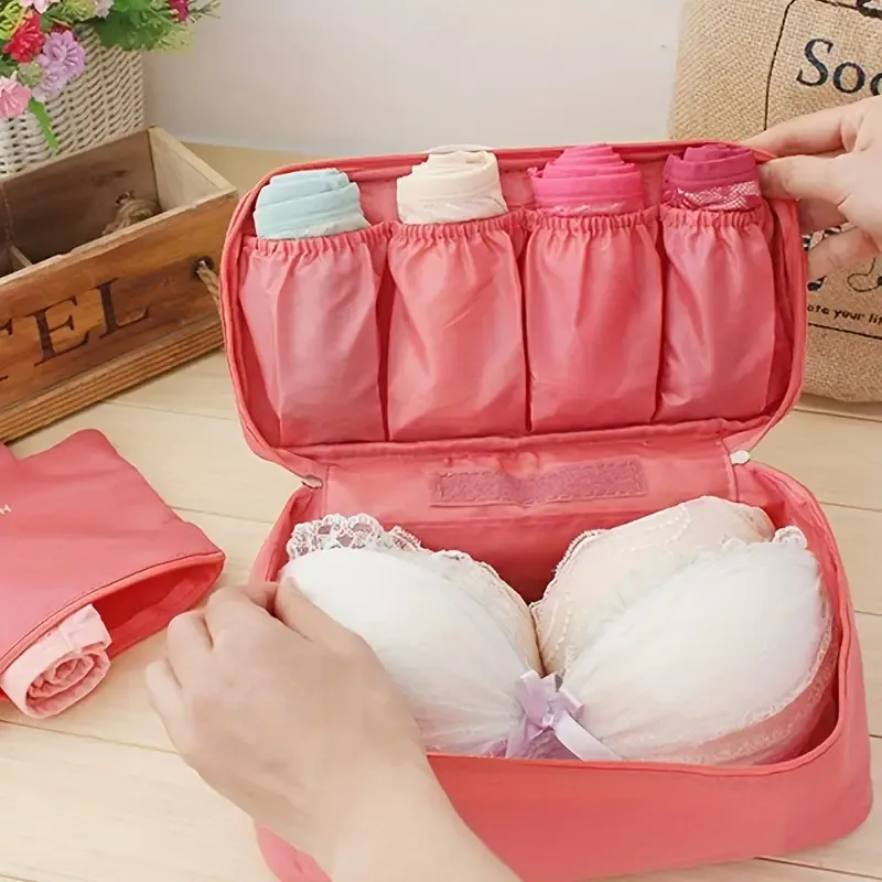 Versatile Travel Organizer Bag - Waterproof, Foldable for Toiletries, Makeup & Underwear Storage with Zip Closure
