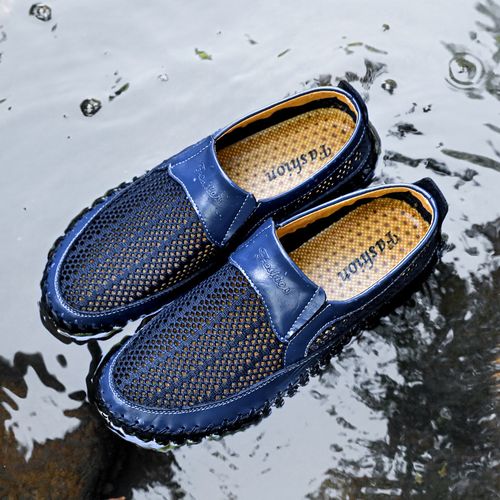 Casual leather shoes, large-sized mesh fabric breathable casual men's shoes