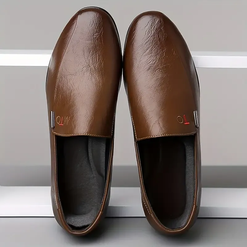 Men's Solid Color Slip On Loafer Shoes, Comfy Non Slip Rubber Sole Durable Walking Shoes, Men's Footwear