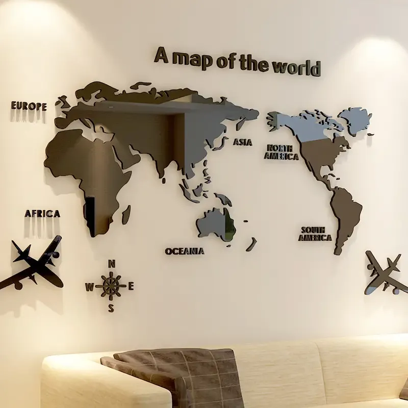 3D Acrylic Mirror World Map