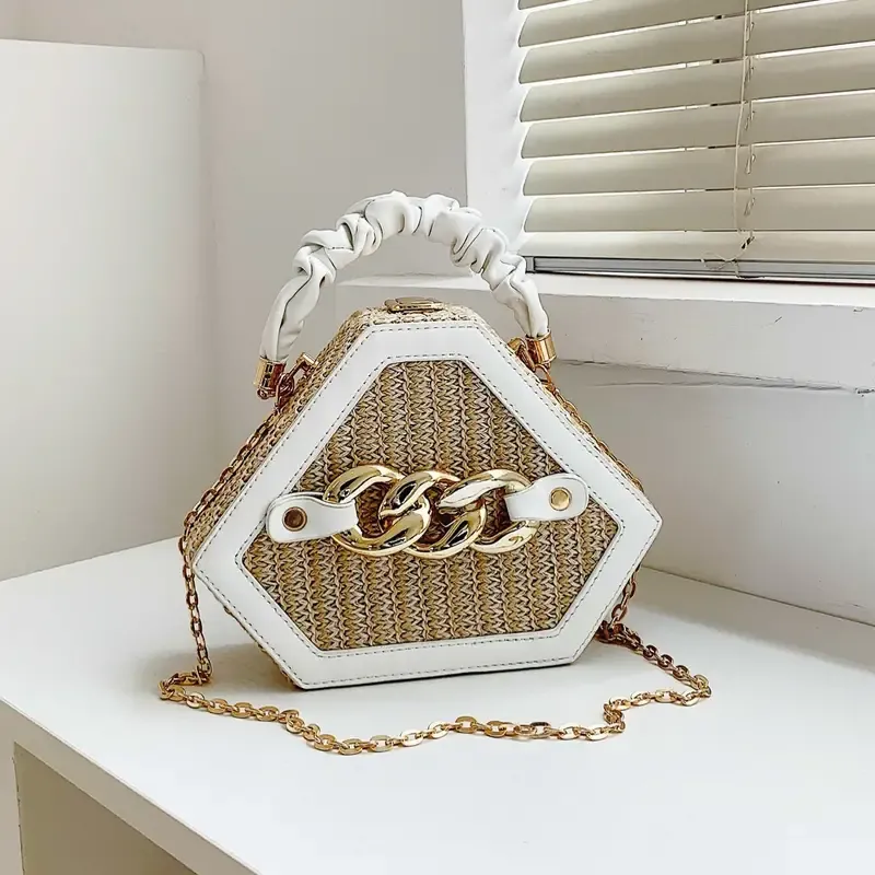 Trendy Straw Box Shoulder Bag
