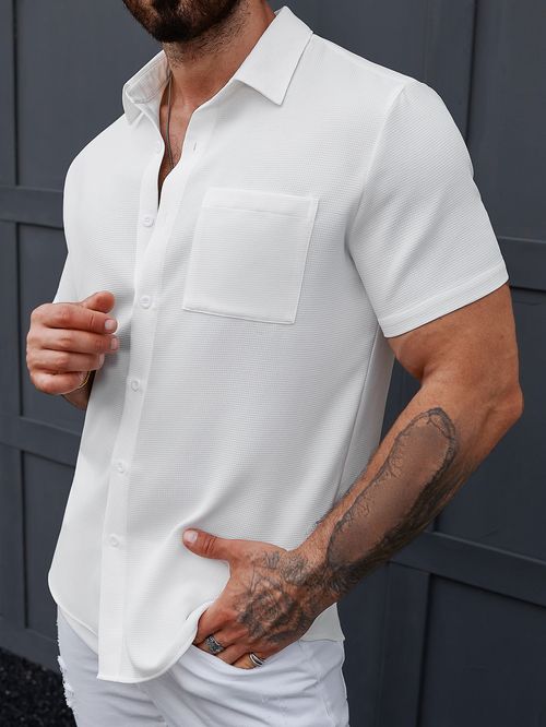 Men's casual lapel short-sleeved shirt