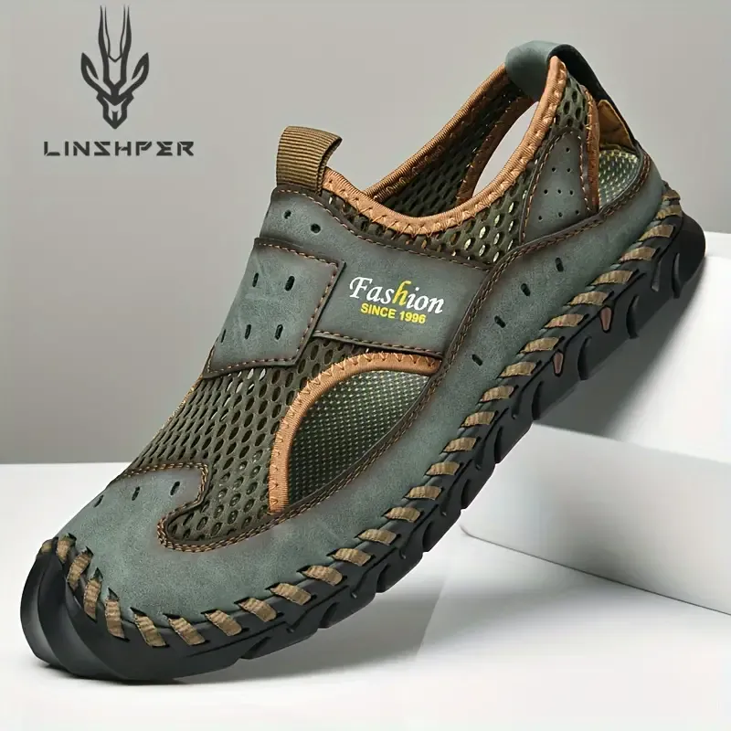 Linshper Men's Solid Colour Slip On Sandals
