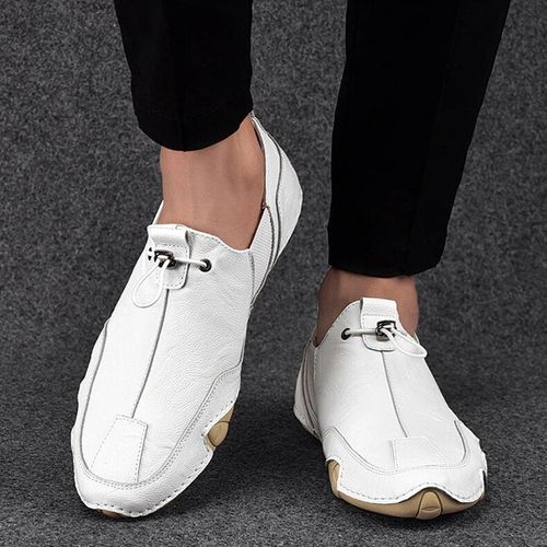 soft white leather shoes trendy men's loafers