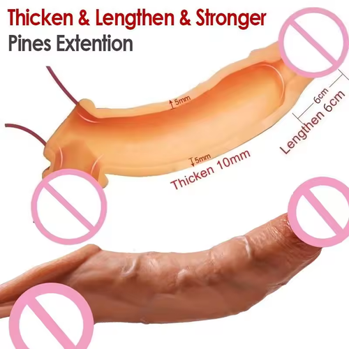 😍😍😍Reusable Penis Sleeve Big Penis Extender Condom Cock Extension Dick Enlargement Sex Toys For Men Enlargement Time Delay