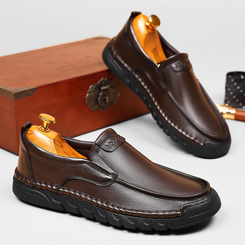 2025 new top-grain cowhide breathable soft-soled casual leather shoes